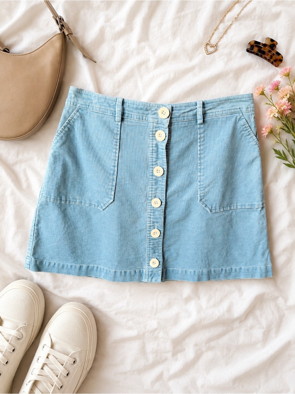 Boden Blue Corduroy Mini Skirt | Y2K Soft Girl Indie Preppy Cottagecore